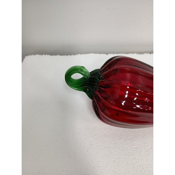 Vintage Hand Blown Art Glass Large Red Chili Pepper Figurine Paperweight 11.5" - Picture 3 of 8